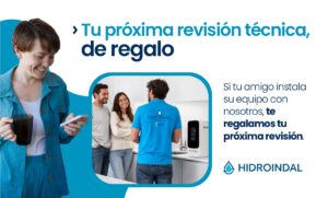 Cartel promocional de la campaña La confianza se comparte de Hidroindal con revisión técnica de regalo en Almería