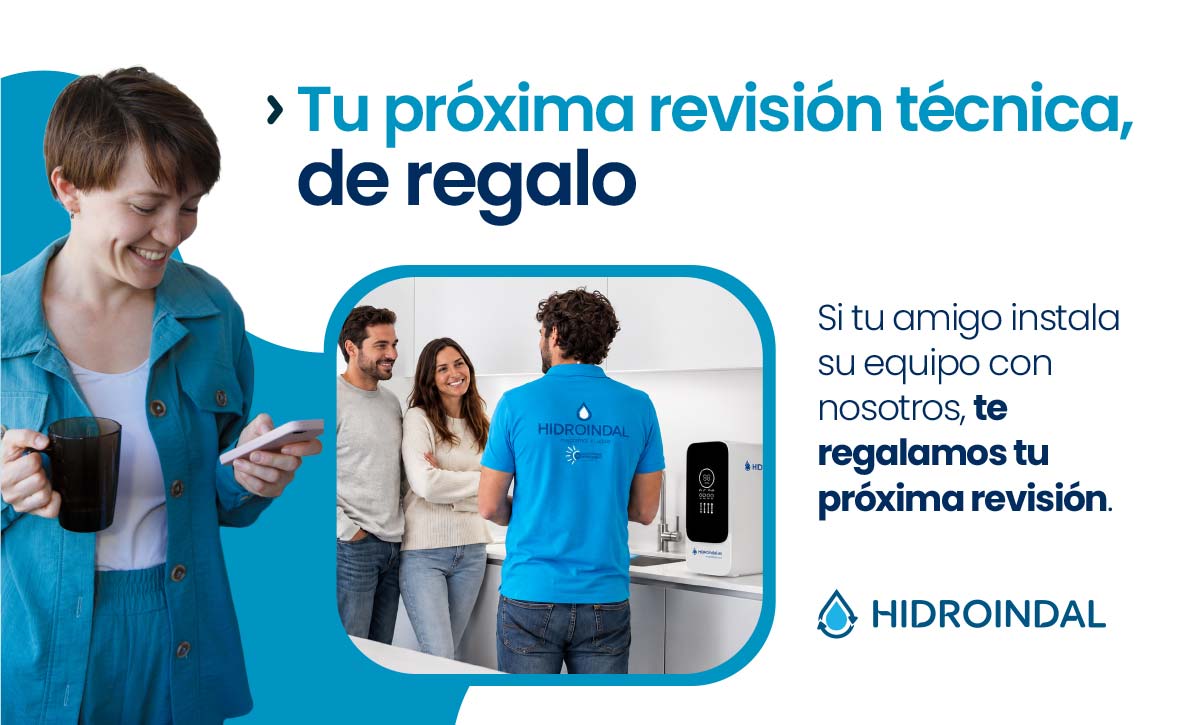 Cartel promocional de la campaña La confianza se comparte de Hidroindal con revisión técnica de regalo en Almería